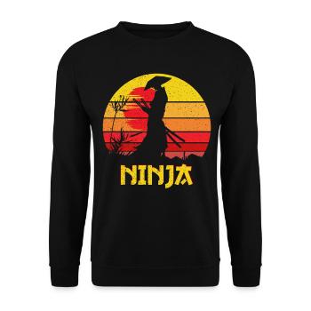 Silhouette de Ninja du Coucher de Soleil - Sweat-shirt Unisexe - noir - Devant - Alina (178cm) & Michal (187cm)