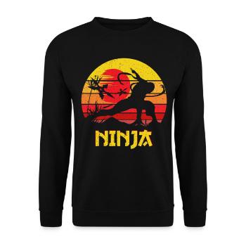 Sunset Ninja Silhouette - Unisex Pullover - Schwarz - Vorne - Alina (178cm) & Michal (187cm)
