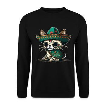 Sombrero en sucre mexicain de chat - Sweat-shirt Unisexe - noir - Devant - Alina (178cm) & Michal (187cm)