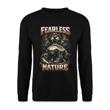 Honey Badger Animal Fearless By Nature - Unisex Sweatshirt - black - Front - Alina (178cm) & Michal (187cm)