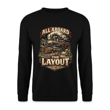 Model Railway Railway All Aboard The Layout - Unisex Sweatshirt - black - Front - Alina (178cm) & Michal (187cm)