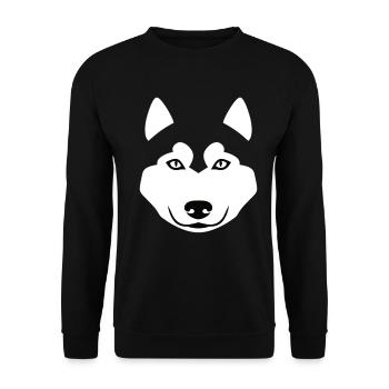 Minimalist Wolf Head – Animal Silhouette - Unisex Sweatshirt - black - Front - Alina (178cm) & Michal (187cm)