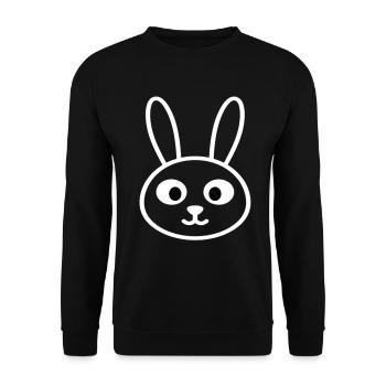 Minimalistischer Hase Kopf – Süßes Tier - Unisex Pullover - Schwarz - Vorne - Alina (178cm) & Michal (187cm)