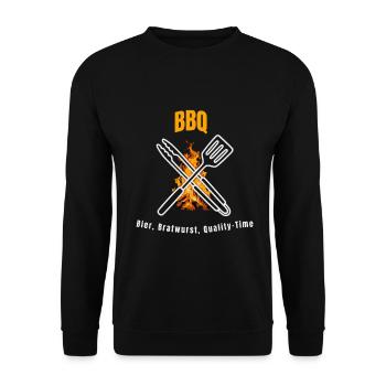 BBQ Beer Bratwurst Quality Time - Unisex Sweatshirt - black - Front - Alina (178cm) & Michal (187cm)