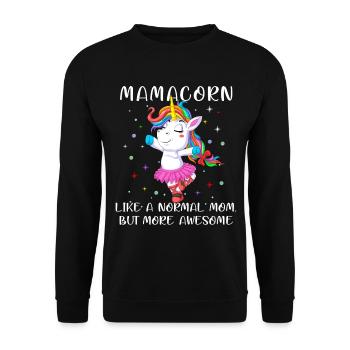 Mamacorn Dancing Unicorn Mom Shirt - Unisex Pullover - Schwarz - Vorne - Alina (178cm) & Michal (187cm)