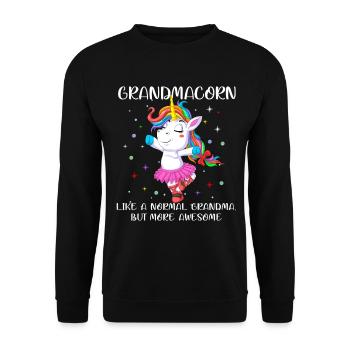 Chemise Grandmacorn Grandmacorn Grand-mère Licorne - Sweat-shirt Unisexe - noir - Devant - Alina (178cm) & Michal (187cm)