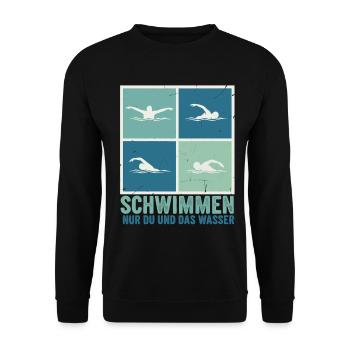 Swim just you and the water - Unisex Sweatshirt - black - Front - Alina (178cm) & Michal (187cm)