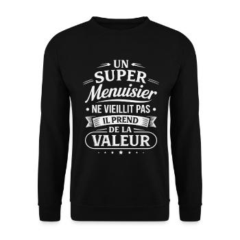Ein großartiger Zimmermann bekommt kein altes handwerkliches Geschenk - Unisex Pullover - Schwarz - Vorne - Alina (178cm) & Michal (187cm)