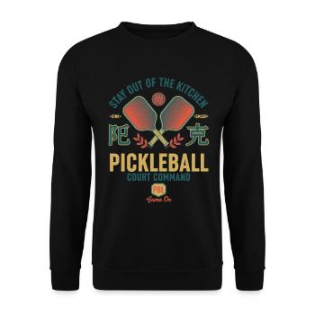 Pickleball Funny Player Kitchen Court Command - Unisex Sweatshirt - black - Front - Alina (178cm) & Michal (187cm)