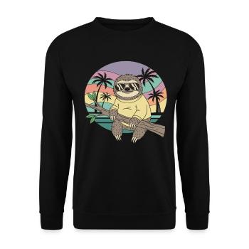 Cool Sloth Retro Summer Palm Trees - Unisex Sweatshirt - black - Front - Alina (178cm) & Michal (187cm)
