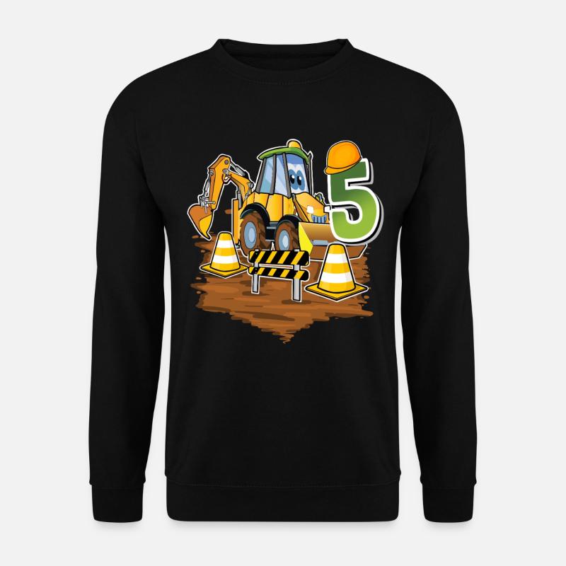 5 Excavators 5th Birthday - Unisex Sweatshirt - black