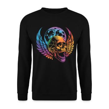 Chemise Aile de Crâne Gothique de Lune Colorée - Sweat-shirt Unisexe - noir - Devant - Alina (178cm) & Michal (187cm)