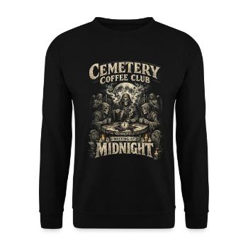 Cemetery Goth Humor Meeting At Midnight - Unisex Sweatshirt - black - Front - Alina (178cm) & Michal (187cm)