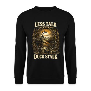 Chasse au canard Moins parler Plus Tige de canard - Sweat-shirt Unisexe - noir - Devant - Alina (178cm) & Michal (187cm)