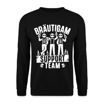 Junggesellenabschied Männer T-Shirt JGA Poltern - Unisex Pullover - Schwarz - Vorne - Alina (178cm) & Michal (187cm)