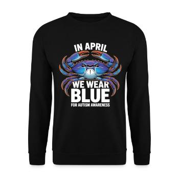 Autism Awareness T-Shirt Crab April Blue - Unisex Sweatshirt - black - Front - Alina (178cm) & Michal (187cm)