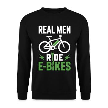 T-shirt E-Bike Vrais hommes Ride E-Bikes - Sweat-shirt Unisexe - noir - Devant - Alina (178cm) & Michal (187cm)