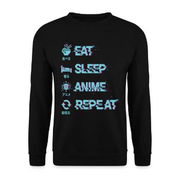 EAT SLEEP ANIME REPEAT - Unisex Sweatshirt - black - Front - Alina (178cm) & Michal (187cm)