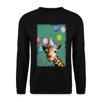 Animals Zoo Party Jungle Zoo Birthday Giraffe - Unisex Sweatshirt - black - Front - Alina (178cm) & Michal (187cm)