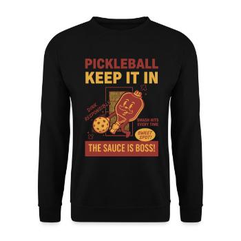 Pickleball Halt es in Lustiger Liebe Pickleball - Unisex Pullover - Schwarz - Vorne - Alina (178cm) & Michal (187cm)