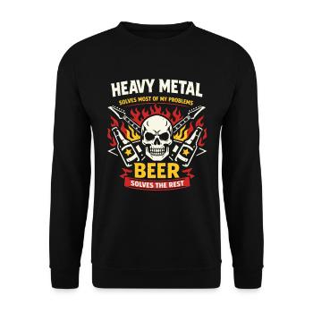 Heavy Metal résout mes problèmes - Bier Spruch - Sweat-shirt Unisexe - noir - Devant - Alina (178cm) & Michal (187cm)