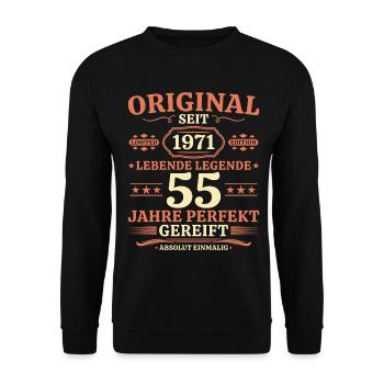 Original 1971 – Lebende Legende 55. Geburtstag - Unisex Pullover - Schwarz - Vorne - Alina (178cm) & Michal (187cm)