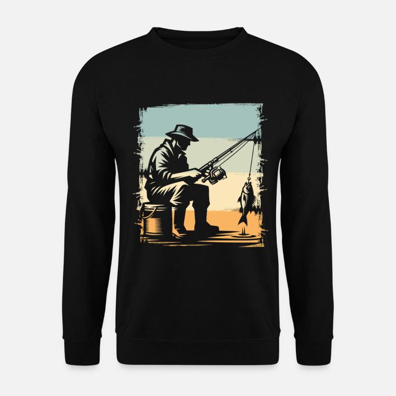 Fischer am Meeresufer im Retrostil - Unisex Pullover - Schwarz