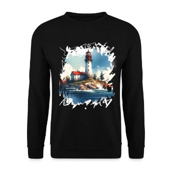 lighthouse - Unisex Sweatshirt - black - Front - Alina (178cm) & Michal (187cm)