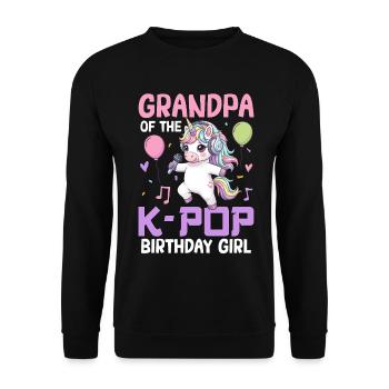 Grandpa Of The K Pop Birthday Girl - Unisex Sweatshirt - black - Front - Alina (178cm) & Michal (187cm)