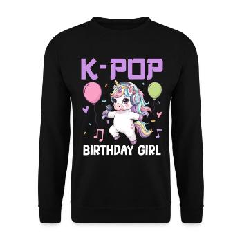 K Pop Birthday Girl - Unisex Sweatshirt - black - Front - Alina (178cm) & Michal (187cm)