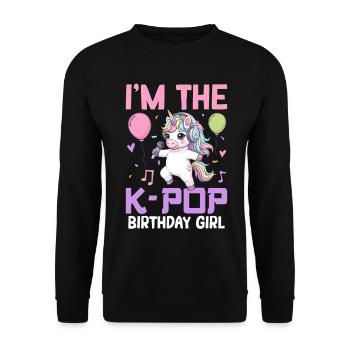 I'm The K Pop Birthday Girl - Unisex Sweatshirt - black - Front - Alina (178cm) & Michal (187cm)