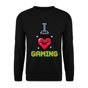 I Love Gaming Herz - Unisex Pullover - Schwarz - Vorne - Alina (178cm) & Michal (187cm)