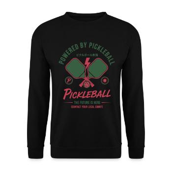 Pickleball Powered By Pickleball Funny Player - Unisex Sweatshirt - black - Front - Alina (178cm) & Michal (187cm)
