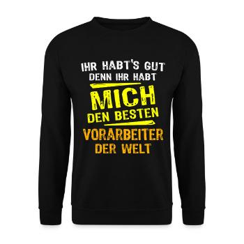 Vorarbeiter Geschenk - Unisex Pullover - Schwarz - Vorne - Alina (178cm) & Michal (187cm)
