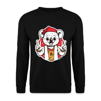 Festive Koala Bling with 9 Pendant - Unisex Sweatshirt - black - Front - Alina (178cm) & Michal (187cm)