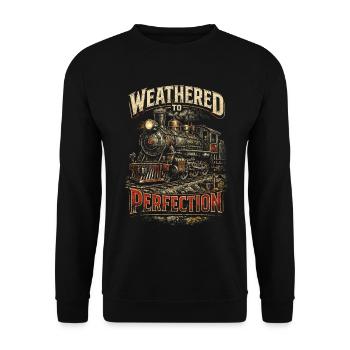 Modelleisenbahn Eisenbahn Weathered To Perfection - Unisex Pullover - Schwarz - Vorne - Alina (178cm) & Michal (187cm)