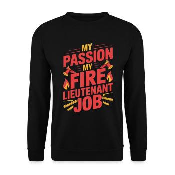 Fire Lieutenant My Passion My Fire Rescue Officer - Unisex Sweatshirt - black - Front - Alina (178cm) & Michal (187cm)