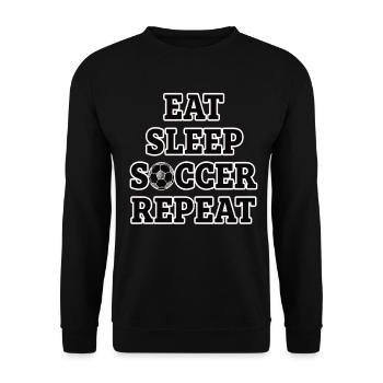 Eat Sleep Soccer Repeat Fußball Fan - Unisex Pullover - Schwarz - Vorne - Alina (178cm) & Michal (187cm)