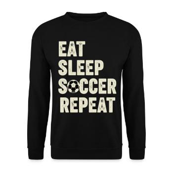 Eat Sleep Soccer Repeat Fußball Fan - Unisex Pullover - Schwarz - Vorne - Alina (178cm) & Michal (187cm)