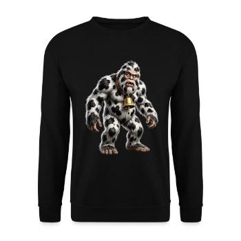 Lustiges gemischtes Bigfoot-Kuh-Muster - Unisex Pullover - Schwarz - Vorne - Alina (178cm) & Michal (187cm)