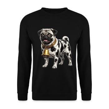 Lustiger gemischter Hund-Kuh-Mops - Unisex Pullover - Schwarz - Vorne - Alina (178cm) & Michal (187cm)