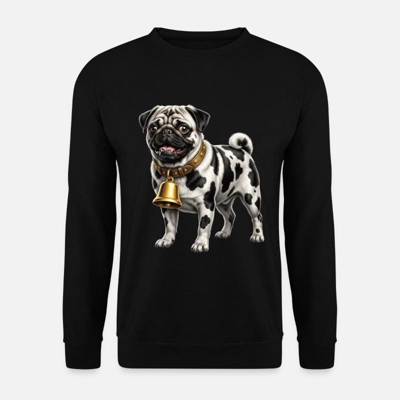 Funny Mixed Dog Cow Pattern Pug - Unisex Sweatshirt - black