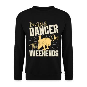 Danseuse au poteau des Highland Games le week-end Caber - Sweat-shirt Unisexe - noir - Devant - Alina (178cm) & Michal (187cm)