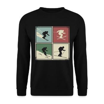 Ski rétro rétro vintage - Sweat-shirt Unisexe - noir - Devant - Alina (178cm) & Michal (187cm)
