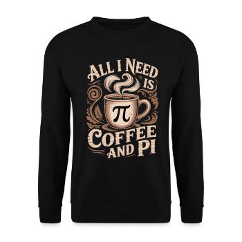 Math Coffee T-Shirt Pi Symbol Nerd Gift - Unisex Sweatshirt - black - Front - Alina (178cm) & Michal (187cm)