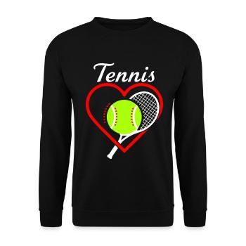 Tennis Herz Schläger - Unisex Pullover - Schwarz - Vorne - Alina (178cm) & Michal (187cm)