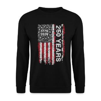 USA 250 Jahre 1776-2026 - Unisex Pullover - Schwarz - Vorne - Alina (178cm) & Michal (187cm)