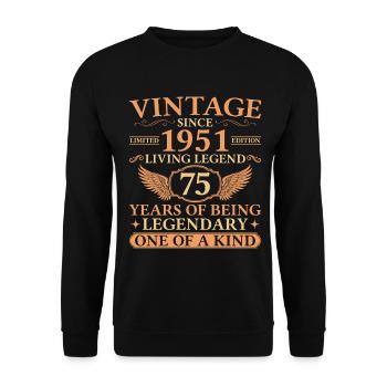 Légendaire depuis 1951 – Vintage du 75e anniversaire - Sweat-shirt Unisexe - noir - Devant - Alina (178cm) & Michal (187cm)