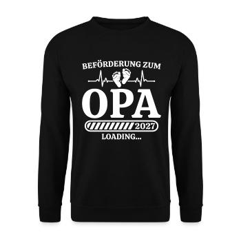 Du wirst Opa 2027 – Baby Ankündigung Geschenk - Unisex Pullover - Schwarz - Vorne - Alina (178cm) & Michal (187cm)