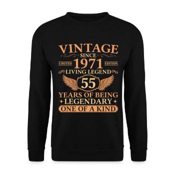 Original 1971 Vintage – 55th Birthday Legend - Unisex Sweatshirt - black - Front - Alina (178cm) & Michal (187cm)